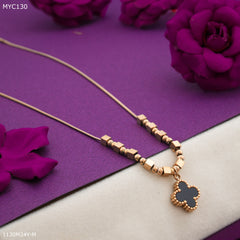 Mayro Black Flower with Rosegold Chain for Women- MYC130