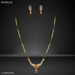 Mayro 1MG One line Flower with AD mangalsutra for women - MYGM119