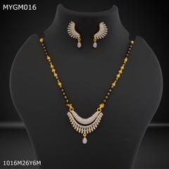 Mayro 1MG One line moon mangalsutra with earrings for women - MYGM016