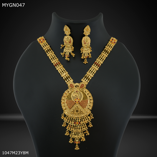 Mayro 1MG Round Rani Haar Long Set With Earring for women - MYGN047