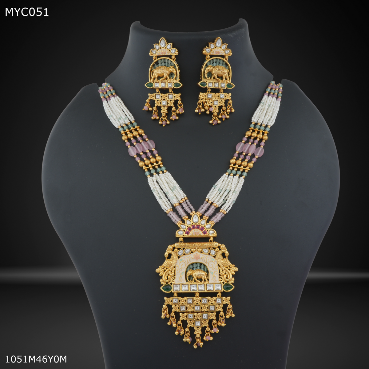 Mayro Elephant Handmade antique with earring for women long set - MYC051