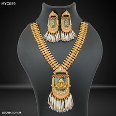 Mayro Handmade antique doli necklace with earring for women - MYC059