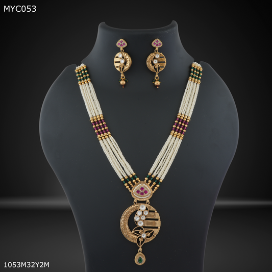 Mayro Cream color Handmade antique with earring for women - MYC053