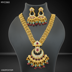 Mayro Handmade antique long Set with earring for women - MYC060