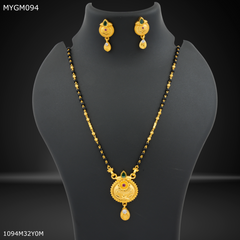 Mayro One Line Round with Flower Design mangalsutra - MYGM094