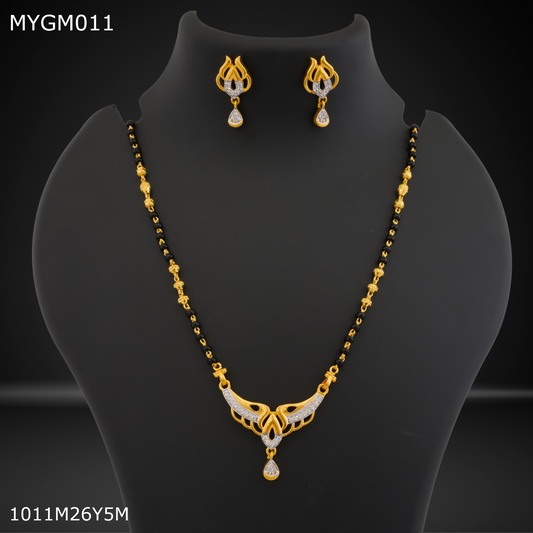 Mayro 1MG One Line Mangalsutra With Earrings For Women - MYGM011