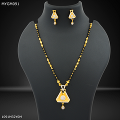 Mayro One Line Tringle cut with AD  Design mangalsutra - MYGM091