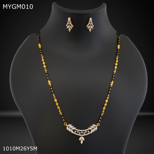 Mayro 1MG one line AD mangalsutra with earrings for women - MYGM010